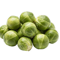 A Pile of Fresh Green Brussels Sprouts With Water Droplets Isolated On A Black Background Detailed Food Photography With Warm Lighting