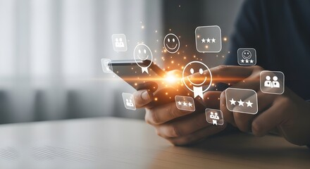 Person using smartphone with glowing social media icons overlay