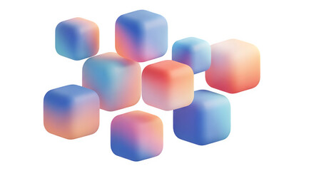 Abstract gradient capsules floating together isolated on transparent background