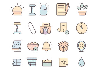 Soft Gradient Daily Life Icons &ndash; Habits, Wellness & Workspace Symbols