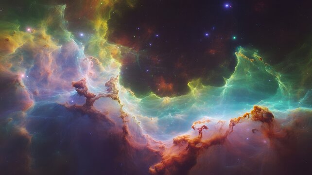 Colorful cosmic nebula with stars shining in deep space a celestial wonder - Powered by Adobe
