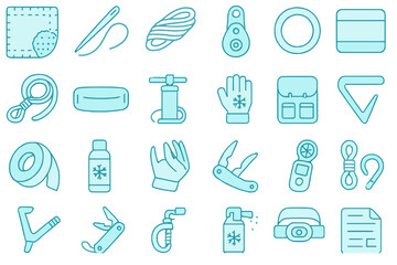 Alpine climbing essentials icon pack &ndash; cold-weather gear and safety tools