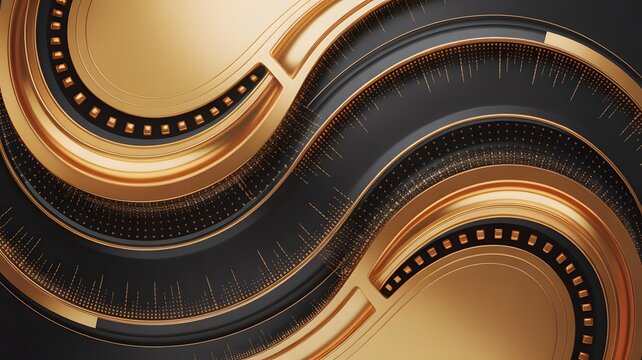 Elegant black and gold abstract background with flowing lines and modern design