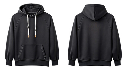 Modern black hoodie mockup front and back view