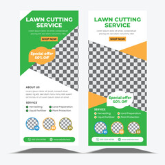 Lawn Care and Gardening Services Flyer Template, Agricultural and farming services rood rollup design layout
