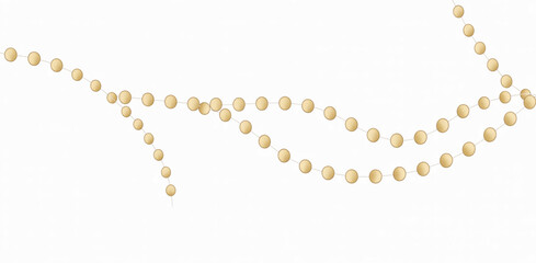 Wavy golden beads vector garland string decoration for festive celebrations and holiday events