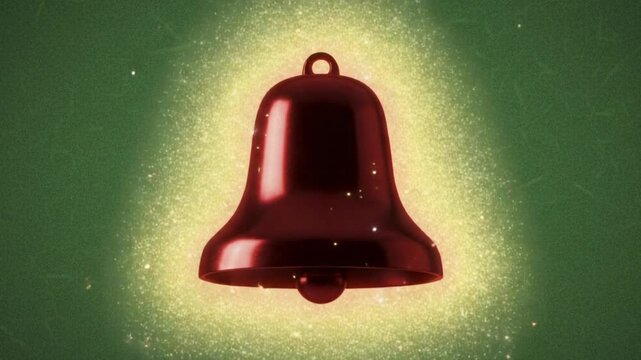 A Crimson Bell's Festive Aura: A shiny, red bell radiates against a gentle, radiant background, creating a festive atmosphere. Capturing a timeless symbol. 