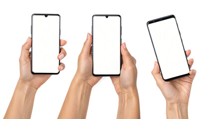 Phone mockup held by hands for app design showcase