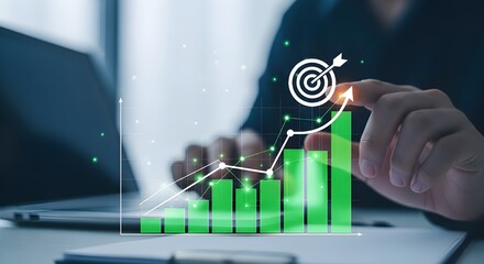 Business growth and success with target achievement and financial performance improvement