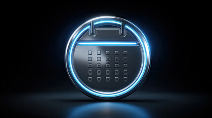 Futuristic oval device with glowing blue neon light