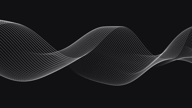abstract wave lines flow on gray background animation, technology and science curve lines motion background