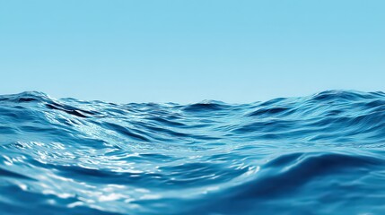 Close Up View of Ocean Waves Under a Clear Blue Sky on a Sunny Day