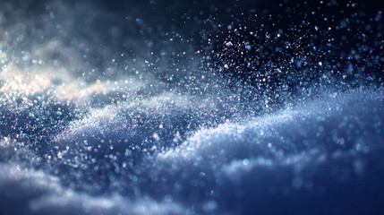 Abstract swirling blue and white cosmic nebula with glittering stars