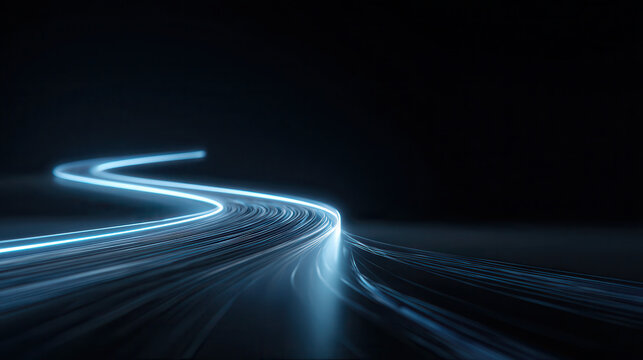 Abstract blue light streaks on a dark background - Powered by Adobe