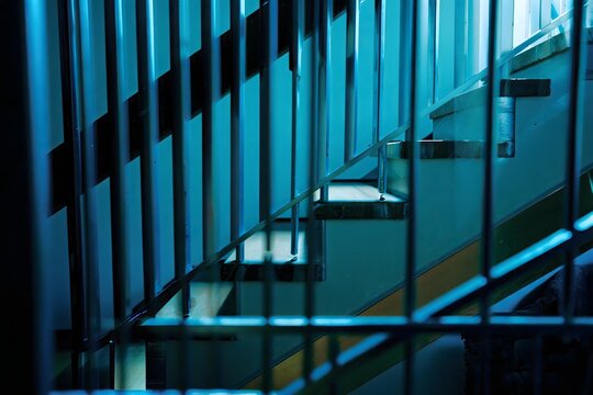 Abstract blue stairs architecture design interior modern staircase art
