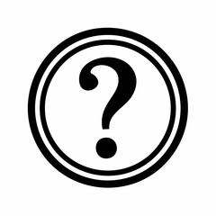Bold Black Question Mark Inside a Double- Ringed Circle on White Background symbol icon