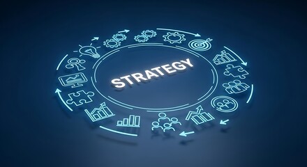 Powerful business strategy driving success with team collaboration and innovative solutions, achieving goals and growth in a dynamic, modern environment