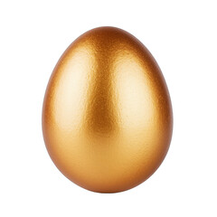 A Single Golden Egg with Subtle Glittering Texture Isolated on a Transparent Background with Soft Studio Lighting