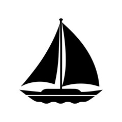 Minimal Sailboat Vector Icon Simple Design.