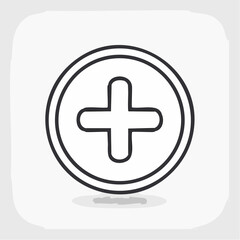 Obraz premium Hand Drawn Style Plus Sign Icon Within a Circle with Shadow symbol healthcare