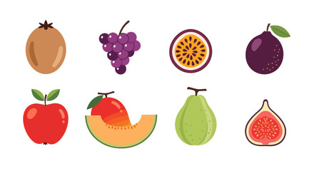 Assortment of vibrant fruits isolated on white background for design