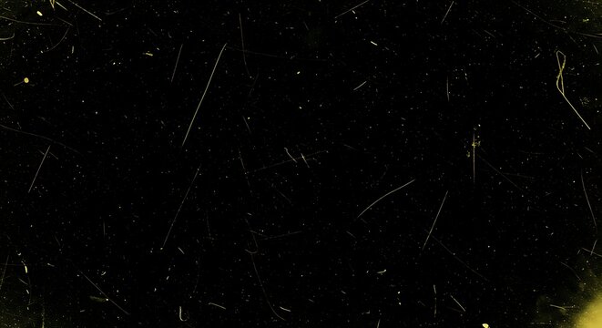 Retro Film Overlay: Dust, Scratches, and Grain Texture on Black Background