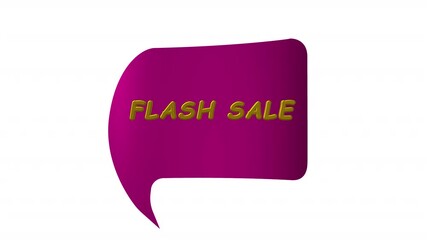 Purple Speech Bubble Pop Art Animation with Golden FLASH SALE Text on White Background