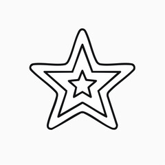 Nested outline stars in black line art on a white background vector illustration