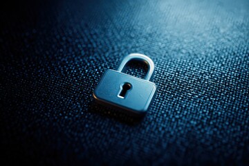 Metallic Padlock Illuminated On Textured Dark Surface Emphasizing Security And Protection Concept