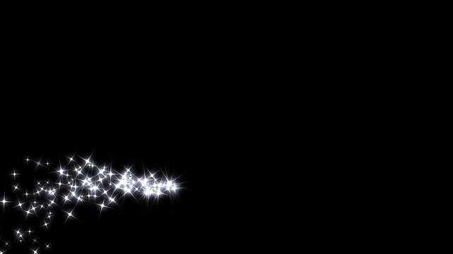 Sparkle star glowing animation, bokeh lights sparkle glitter stars trail alpha channel loop 4k animation, luxury white glitter sparkles line trail, magic sparkles glitter line stars, magic dust.