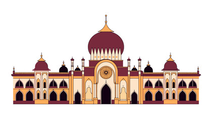 Mysore Palace Vector Art: Flat Design Set in Art Deco, Silhouette, Isometric, Linear, and Filigree Styles for Historic Landmark Projects

