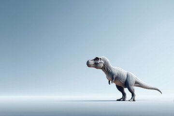 Powerful, realistic 3D T Rex dinosaur standing on white background. This menacing predator shows fierce dominance