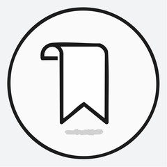 Outline Icon of a Bookmark Banner Inside a Circle with a Shadow on a White Background vector illustration