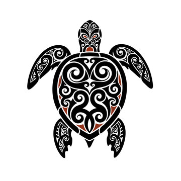 Maori Inspired Tribal Turtle Logo With Clean Flowing Lines