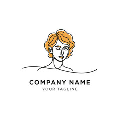 Elegant Line Art Portrait of a Woman with Wavy Blonde Hair.