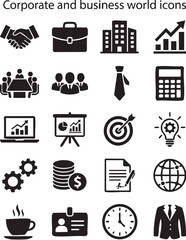 Corporate and Business Vector Icon Sheet – Office Finance Management Icons