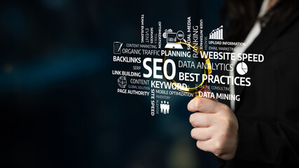 Visual of SEO concepts showcasing website optimization techniques, data analytics, and best practices to enhance online visibility and boost traffic for digital marketing success. Tessel