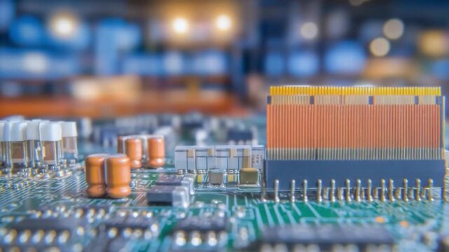 Electronic Circuitry Close-Up: An intricate network of electronic components, highlighting the complexity and technological advancements within the world of digital circuits.