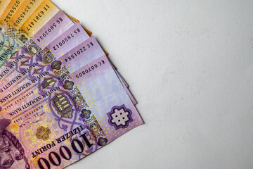 Hungarian forint banknotes isolated photo