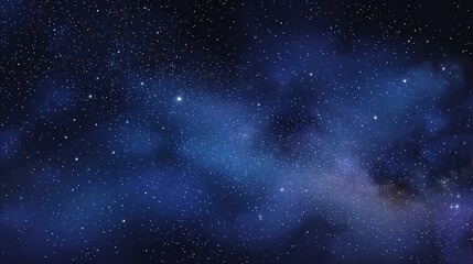 Cosmic Blue Space Illuminated With Bright Starry Clusters and Nebulous Forms