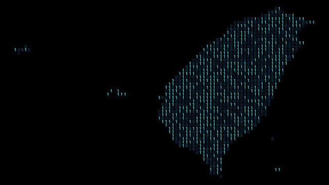 Taiwan Binary code map animation, Digital data visualization, alpha layer - Powered by Adobe