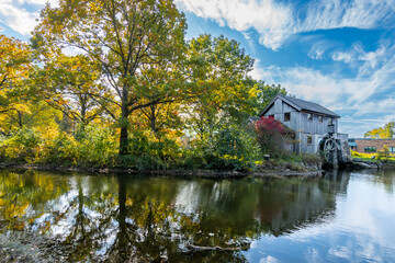 Old Watermill in Midway Village of Rockford Town, Illinois