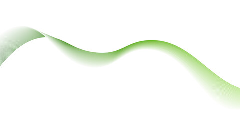 Abstract background, wavy abstract green lines in wave shape, Futuristic tech background with Curved wavy line. Vector illustration of soft dynamic swoosh, green wave flowing on white background. 