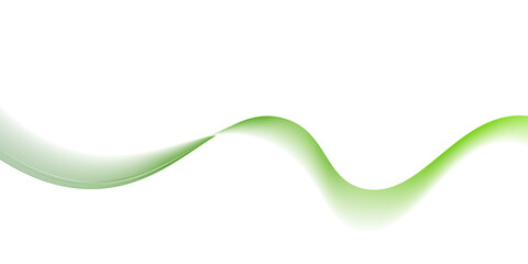Abstract background, wavy abstract green lines in wave shape, Futuristic tech background with Curved wavy line. Vector illustration of soft dynamic swoosh, green wave flowing on white background. 