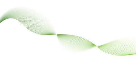 Abstract background, wavy abstract green lines in wave shape, Futuristic tech background with Curved wavy line. Vector illustration of soft dynamic swoosh, green wave flowing on white background. 