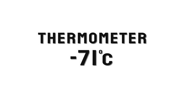  -71 Degree Celsius. Thermometer temperature counting animation.