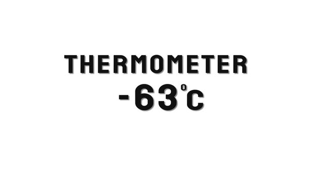  -63 Degree Celsius. Thermometer temperature counting animation.