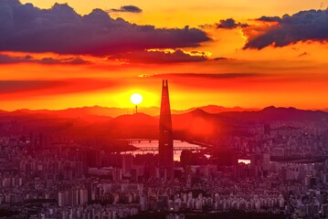 sunset over the river