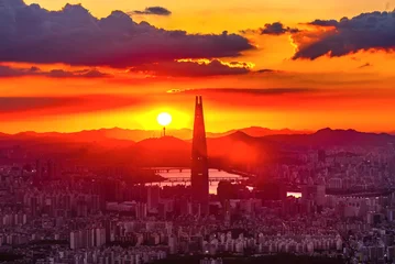 Fotobehang Bordeaux sunset over the river  © sayan