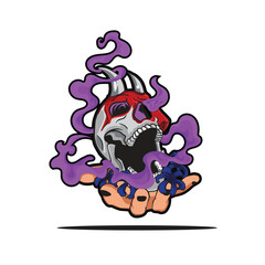 Skull infected with poison Good For Sticker, poster, and clipart. Tatto Design. Skull and mist